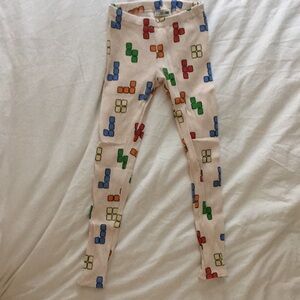Beige Tetris Print Kids Leggings